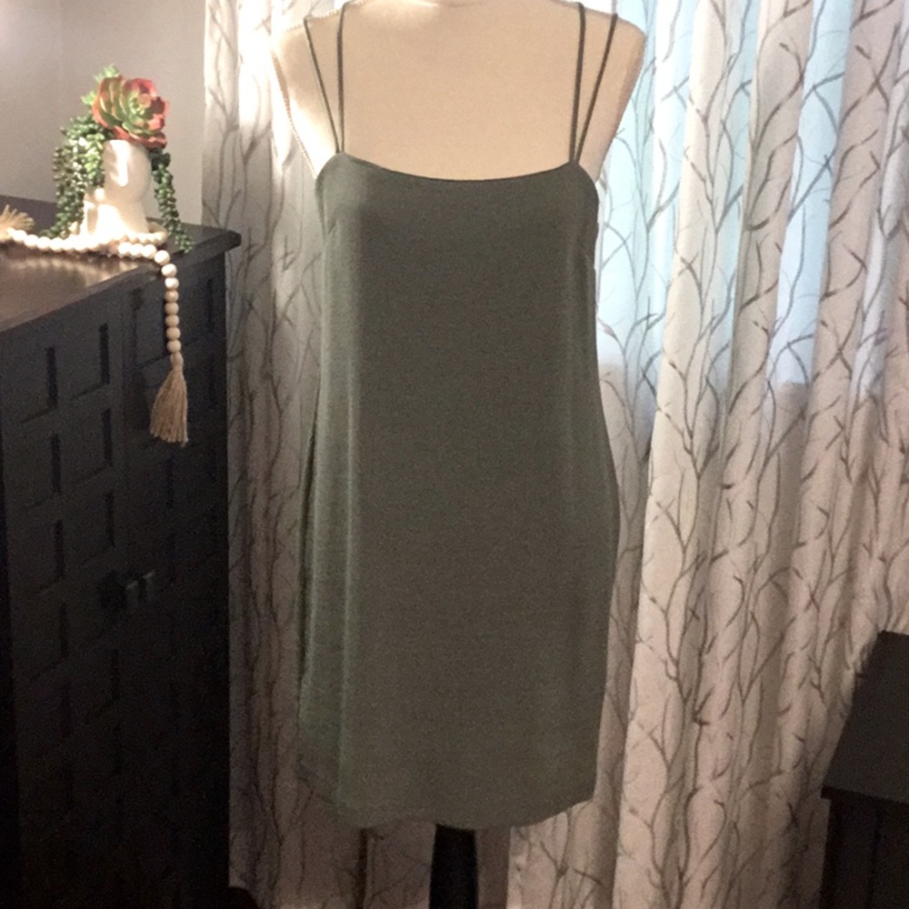 H&M dust green spaghetti straps dress